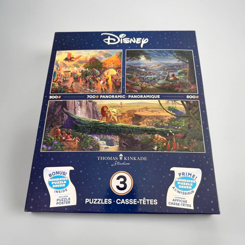Disney Thomas Kinkade 3-in-1 Jigsaw Puzzle Multipack Ceaco NEW Factory Sealed